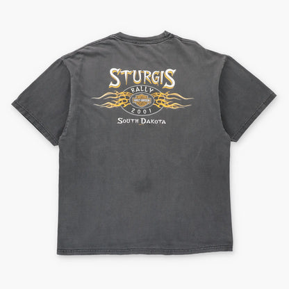 Vintage 2001 HARLEY DAVIDSON 61st Sturgis Black Hills Rally South Dakota Faded Black T-Shirt (XL)
