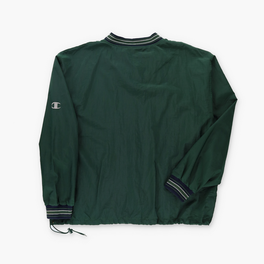 CHAMPION Green & Silver Embroidered Spell Out Windbreaker Pop Over (XL-XXL)