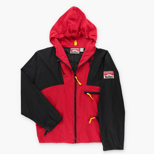MARLBORO Adventure Team Red & Black Full Zip Lightweight Hoodie Windbreaker (L)