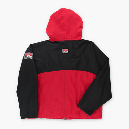 MARLBORO Adventure Team Red & Black Full Zip Lightweight Hoodie Windbreaker (L)