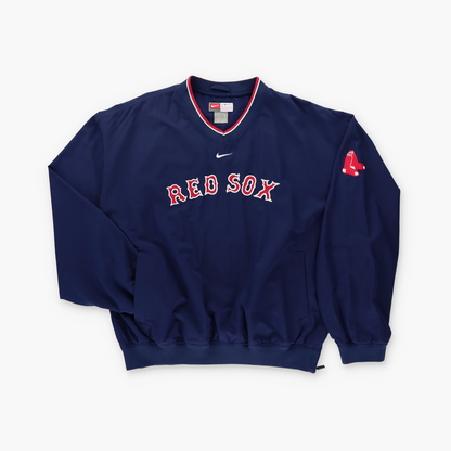 NIKE Team Boston Red Sox MLB Embroidered Spell Out Windbreaker Pop Over (L)