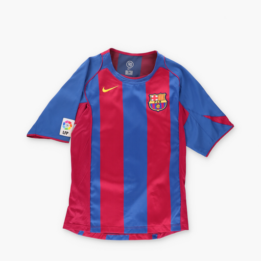 NIKE Barcelona 2004-05 #20 Deco Soccer Home Jersey (S)