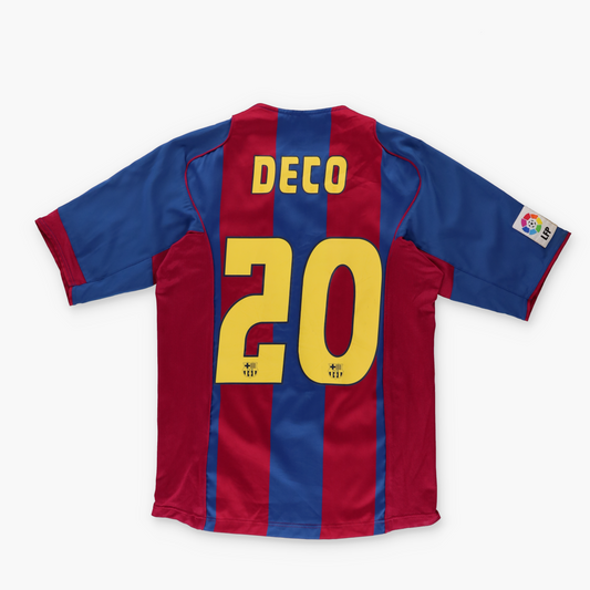 NIKE Barcelona 2004-05 #20 Deco Soccer Home Jersey (S)