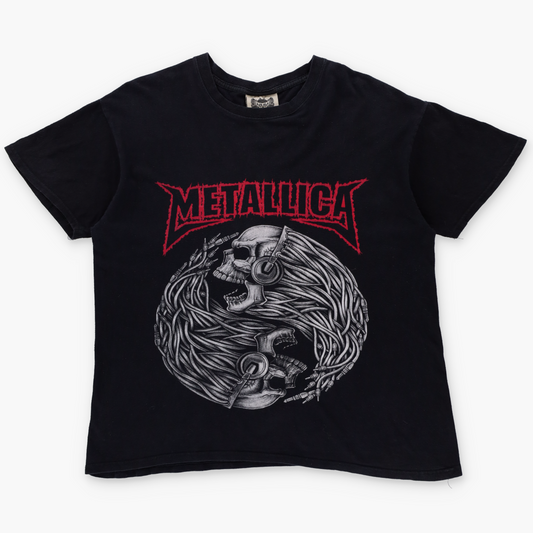 Metallica Skull & Headphones Metal Music Black & Red Band Tee (L)