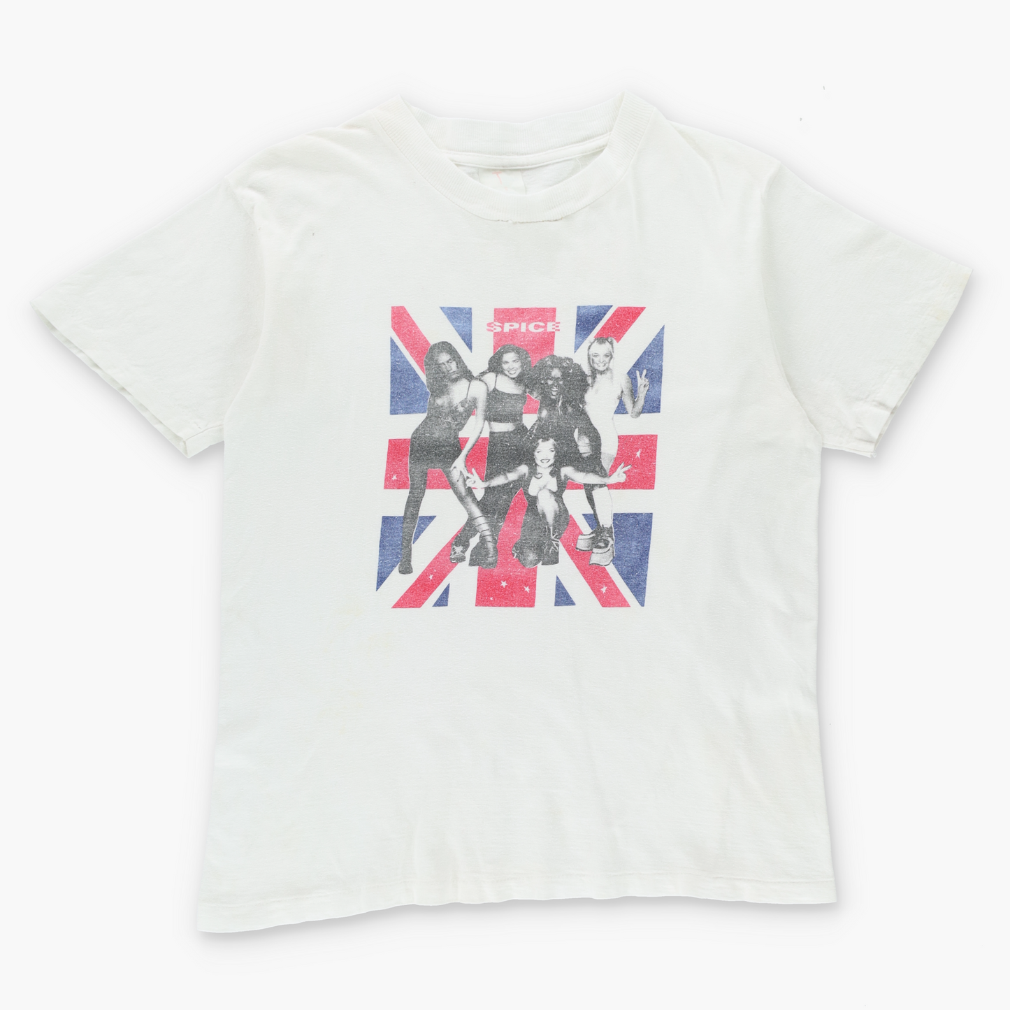 Spice Girls British Flag Graphic SHORT HILLS TEE Single Stitch White T-Shirt (S)