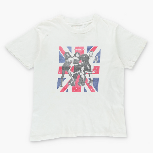 Spice Girls British Flag Graphic SHORT HILLS TEE Single Stitch White T-Shirt (S)