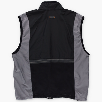 NIKE Black & Grey Reflective Strip Full Zip Convertible Windbreaker Vest (L-XL)