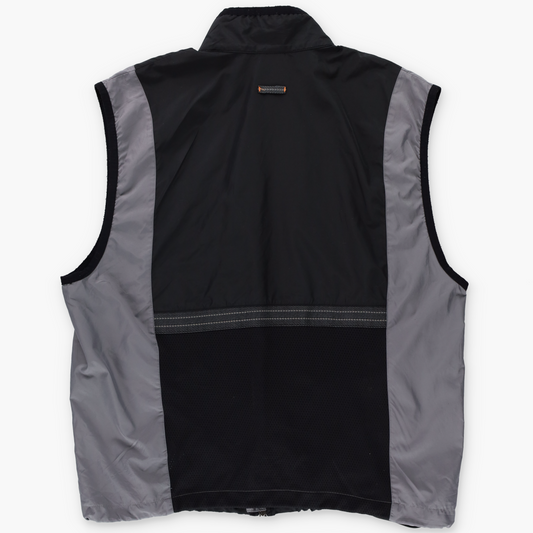 NIKE Black & Grey Reflective Strip Full Zip Convertible Windbreaker Vest (L-XL)