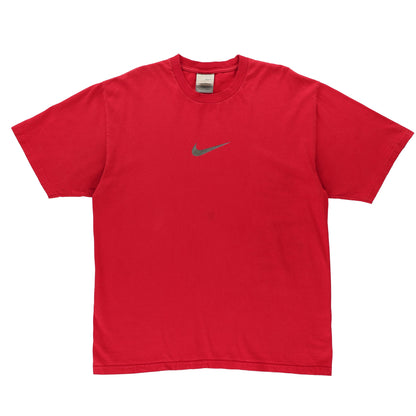 NIKE Grey Centre Swoosh 100% Cotton Red Vintage T-Shirt (M)