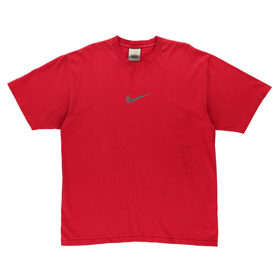 NIKE Grey Centre Swoosh 100% Cotton Red Vintage T-Shirt (M)