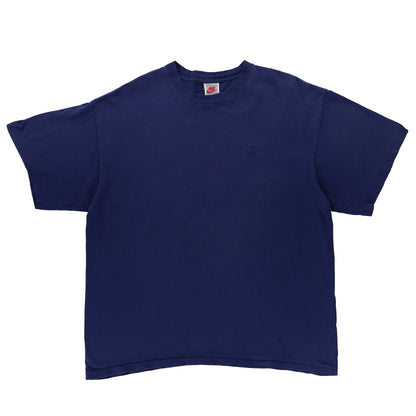 NIKE Vintage 'USA Made' Navy Embroidered Logo Cotton T-Shirt (L)