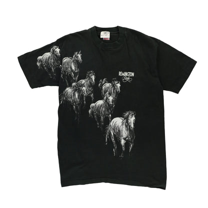 Buffalo Remington Park 'USA Made' All Over Horse Print Cotton T-Shirt (M-L)