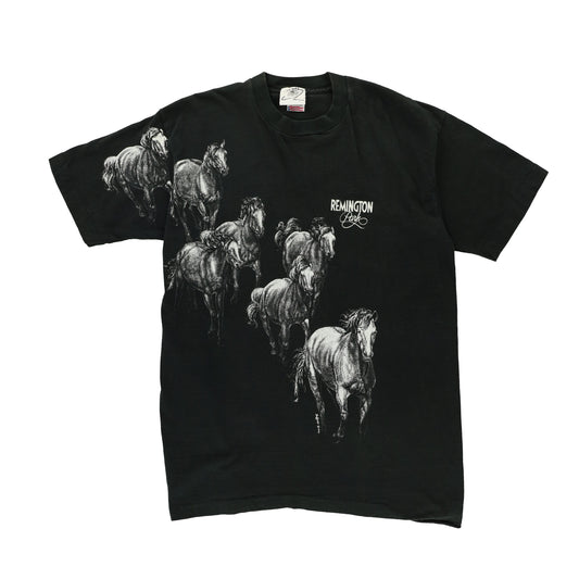 Buffalo Remington Park 'USA Made' All Over Horse Print Cotton T-Shirt (M-L)