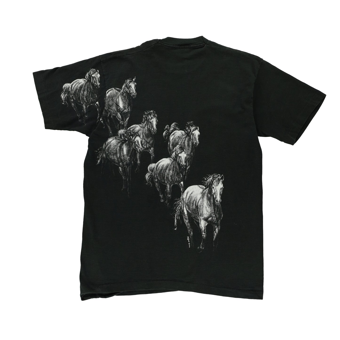 Buffalo Remington Park 'USA Made' All Over Horse Print Cotton T-Shirt (M-L)