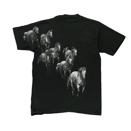 Buffalo Remington Park 'USA Made' All Over Horse Print Cotton T-Shirt (M-L)