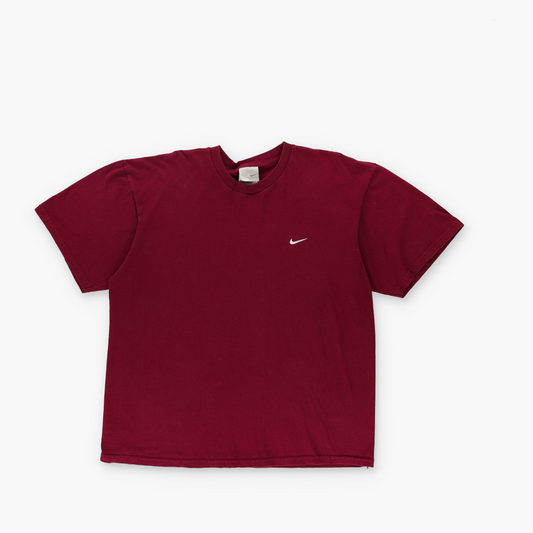 NIKE Embroidered Swoosh Vintage 100% Cotton Burgundy Red T-Shirt (L)