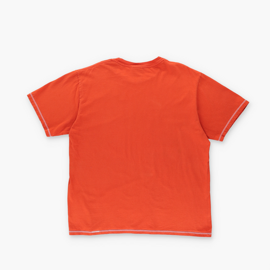 NIKE Spell Out Centre Swoosh Logo Orange Cotton T-Shirt (L)