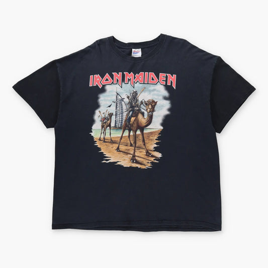 Vintage IRON MAIDEN 'Life & Death' Dubai Heavy Metal Band Music T-Shirt (XXL)