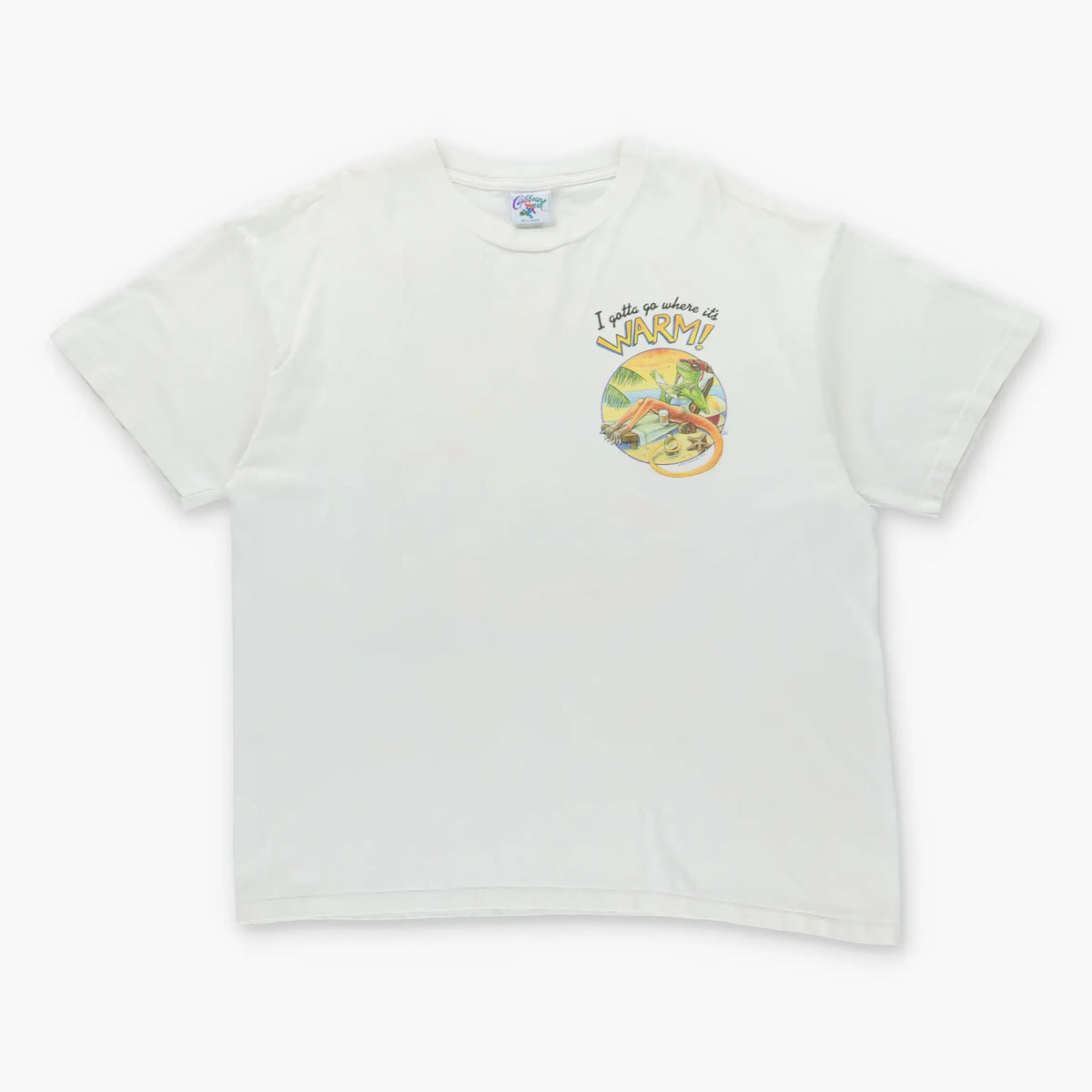 Vintage 1996 CARIBBEAN SOUL 'Somewhere Warmer' Lizard Sunbake White Single Stitch T-Shirt (XXL)