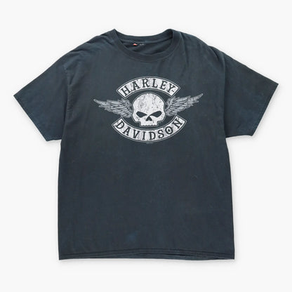 Vintage HARLEY DAVIDSON 'Southern Thunder' Skull Wing Motorcycle T-Shirt (L-XL)