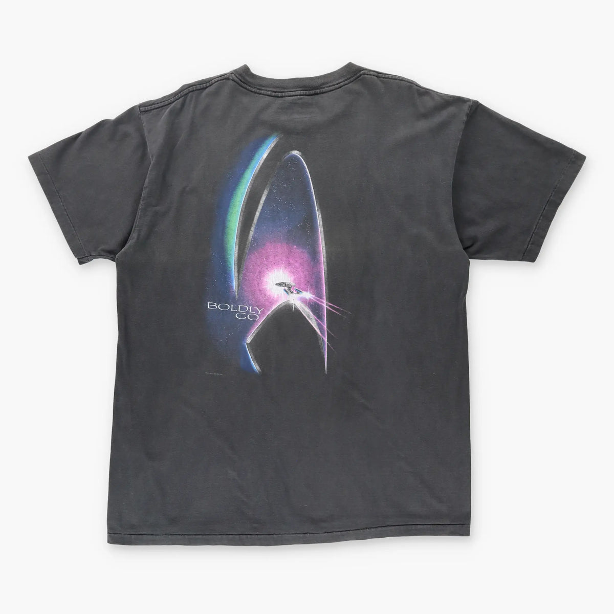 Vintage 1994 STAR TREK Generations 'Boldly Go' Dark Grey Sci Fi Movie T-Shirt (XL)