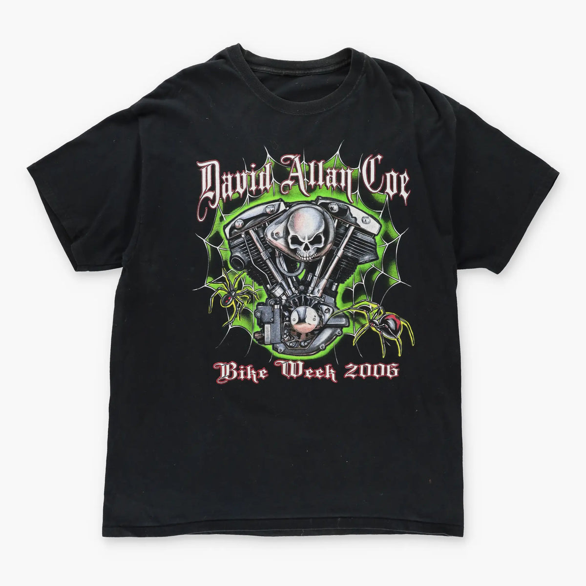 Vintage BIKE WEEK Y2K David Allan Coe Skull Motorcycle T-Shirt (XL)