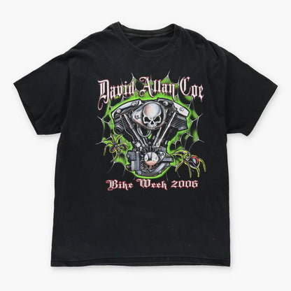 Vintage BIKE WEEK Y2K David Allan Coe Skull Motorcycle T-Shirt (XL)