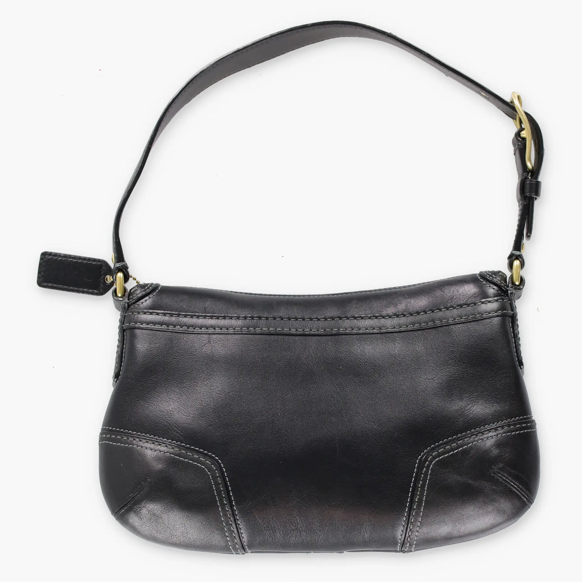 Vintage COACH J0793 11542 Hampton Soho Turnlock Black & Gold Leather Shoulder Bag