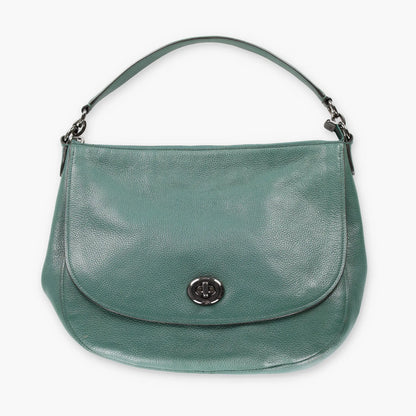 Vintage COACH 24771 Turnlock Green Pebbled Handbag