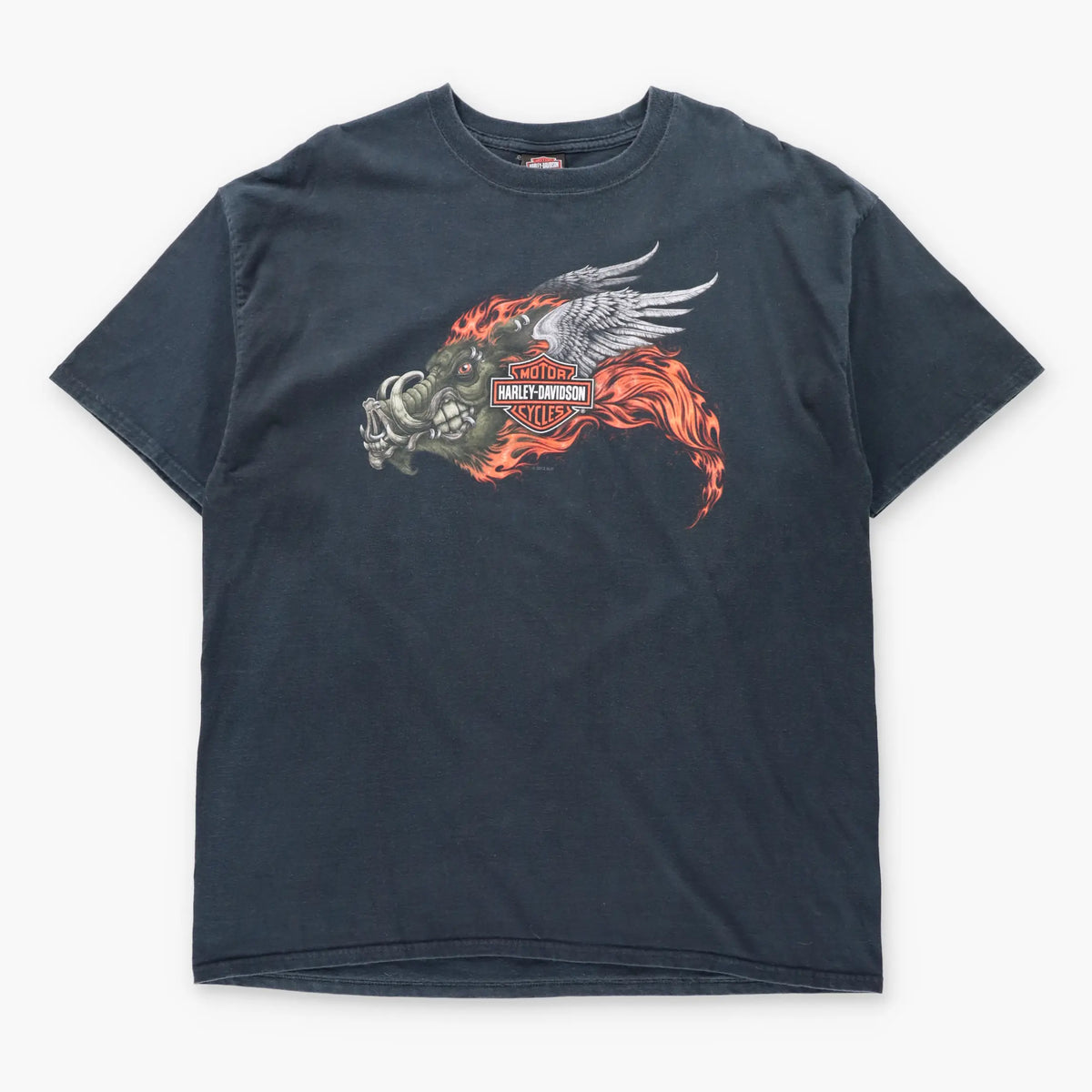 HARLEY DAVIDSON Winged Boar Corpus Christi Texas Black Motorcycle Tee (XXL)
