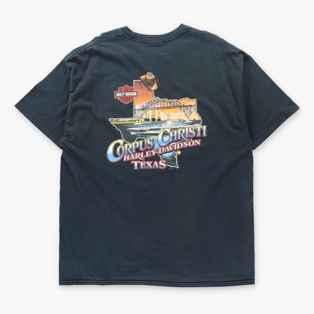 HARLEY DAVIDSON Winged Boar Corpus Christi Texas Black Motorcycle Tee (XXL)