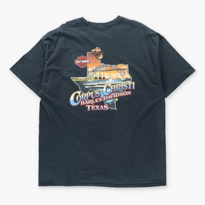 HARLEY DAVIDSON Winged Boar Corpus Christi Texas Black Motorcycle Tee (XXL)