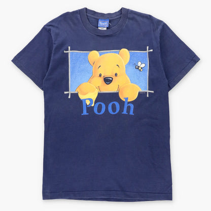 Vintage DISNEY Winnie The Pooh Illustration USA Made Navy Blue T-Shirt (M TALL)