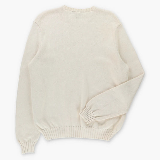 Vintage RALPH LAUREN POLO Embroidered Pony Logo Cream Knit Sweater (L)