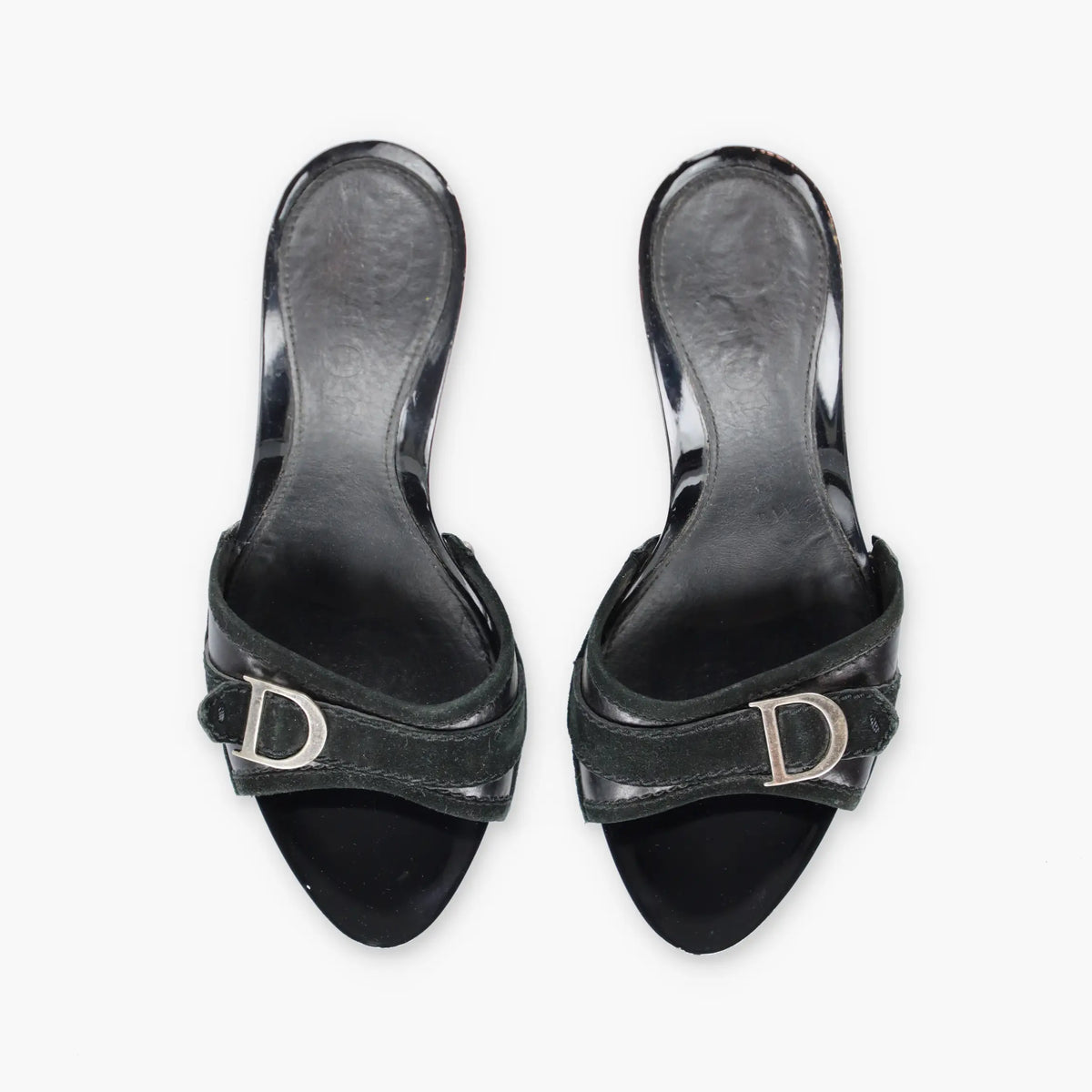 Vintage DIOR Suede Strap Logo Buckle Italian Made Mules (38.5)
