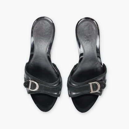 Vintage DIOR Suede Strap Logo Buckle Italian Made Mules (38.5)