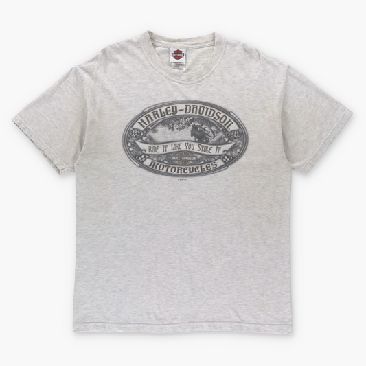 HARLEY DAVIDSON "Ride It Like You Stole It" Wisconsin Double Sided Grey T-Shirt USA Made (M-L)