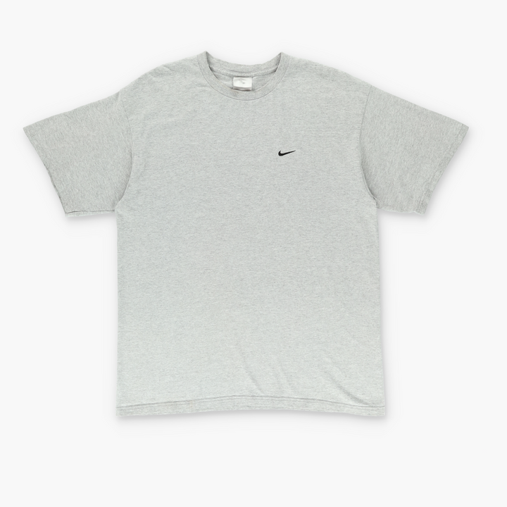 NIKE Embroidered Swoosh Logo Grey & Black Tee (L)