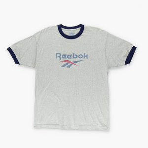 REEBOK Grey & Navy Logo Ringer Tee (L-XL)