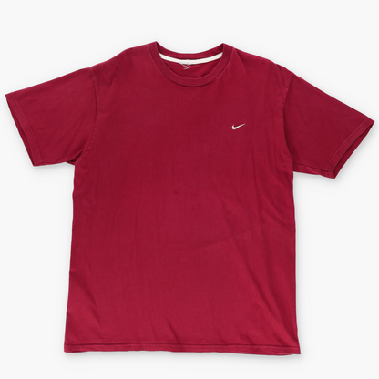 NIKE Embroidered Swoosh Logo Burgundy & White Tee (L-XL)