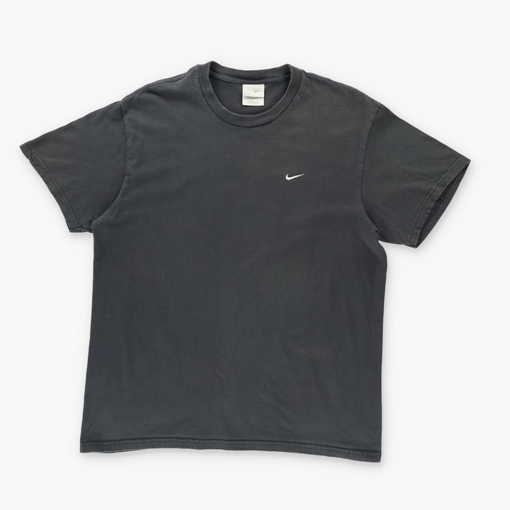 NIKE Embroidered Swoosh Logo Dark Grey & White Tee (M-L)