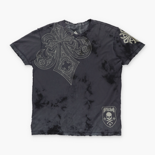 AFFLICTION Y2K Reversable USA Made Griffin & Shield Distressed Tee (L)