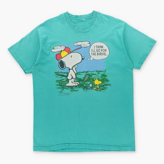 Vintage Snoopy "I Think I'll Go For The Birdie" Single Stitch Turquoise T-Shirt (L-XL) Vintage Sole Melbourne