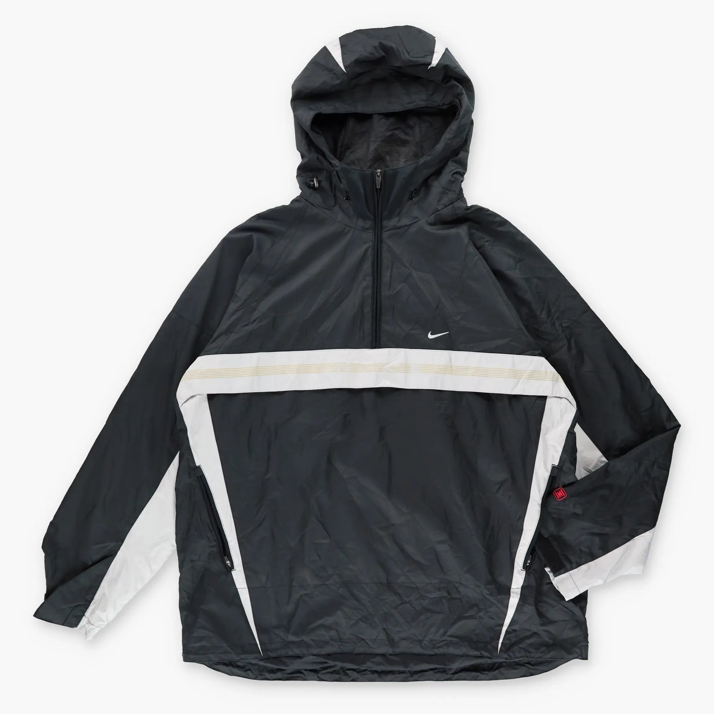 Vintage NIKE Embroidered Swoosh Quarter Zip Hooded Windbreaker Pullover (XXL)