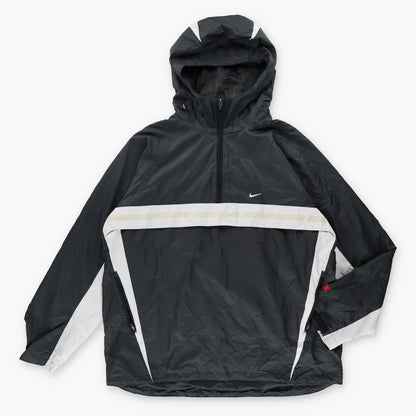 Vintage NIKE Embroidered Swoosh Quarter Zip Hooded Windbreaker Pullover (XXL)