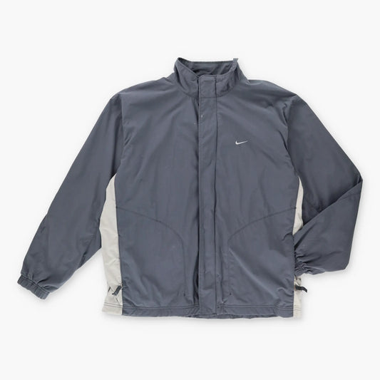 Vintage NIKE Embroidered Swoosh Logo Grey & White Zip Up Jacket (XL)