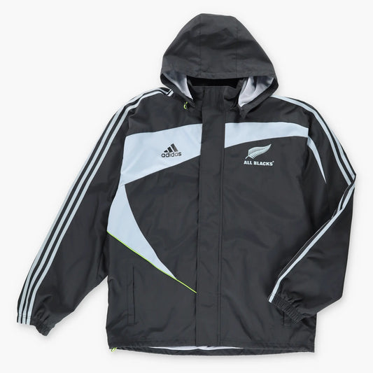 Vintage ALL BLACKS New Zealand 2009/2010 Hooded All-Weather Rugby Jacket (L)