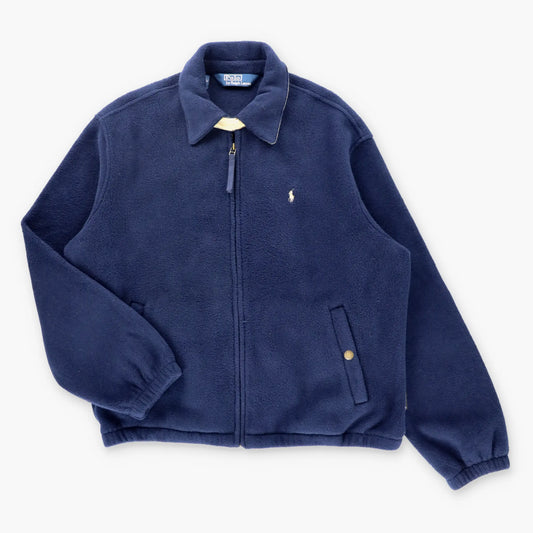 Vintage POLO RALPH LAUREN Embroidered Logo Navy Blue Fleece Full Zip Jacket (L)