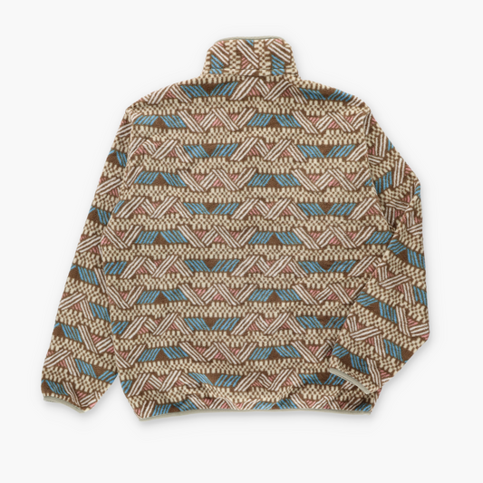PATAGONIA 'Synchilla' Beige & Blue Aztec 1/4 Snap Fleece Sweatshirt (L)