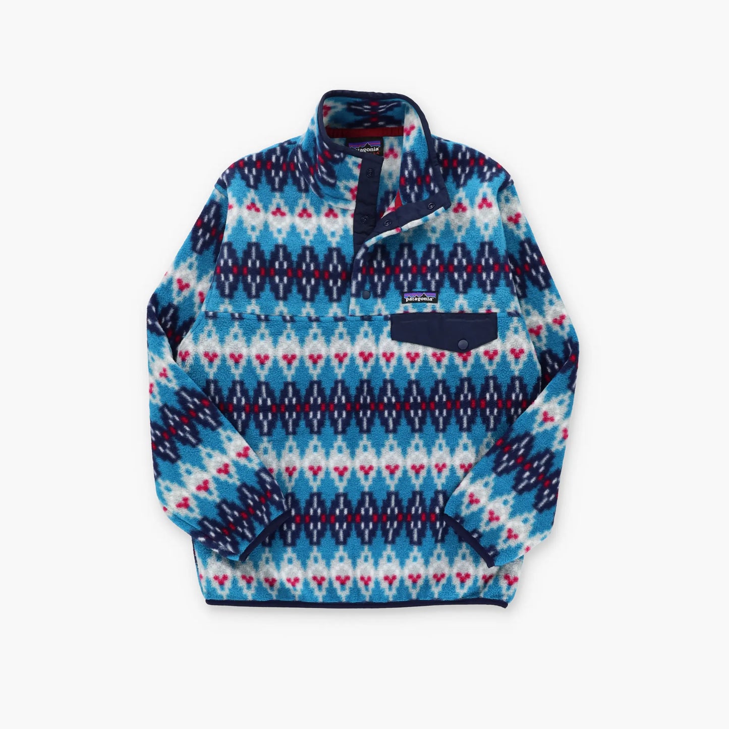 PATAGONIA 'Synchilla' Aztec Stripe Blue & Red 1/4 Snap Fleece Sweatshirt (XS) ***COCO Vintage Sole Melbourne